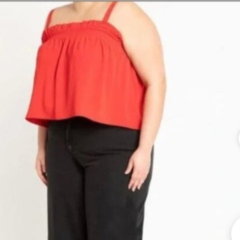 Eloquii Cherry Tomato Red Ruffle Trapeze Cami Tank Top 18/20